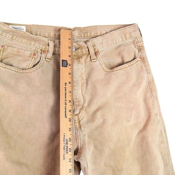Levis JEANS MEN 34x34 PREMIUM Stay LOOSE HEMP COTTON BLEND TAN Straight Leg LOGO - Picture 7 of 10